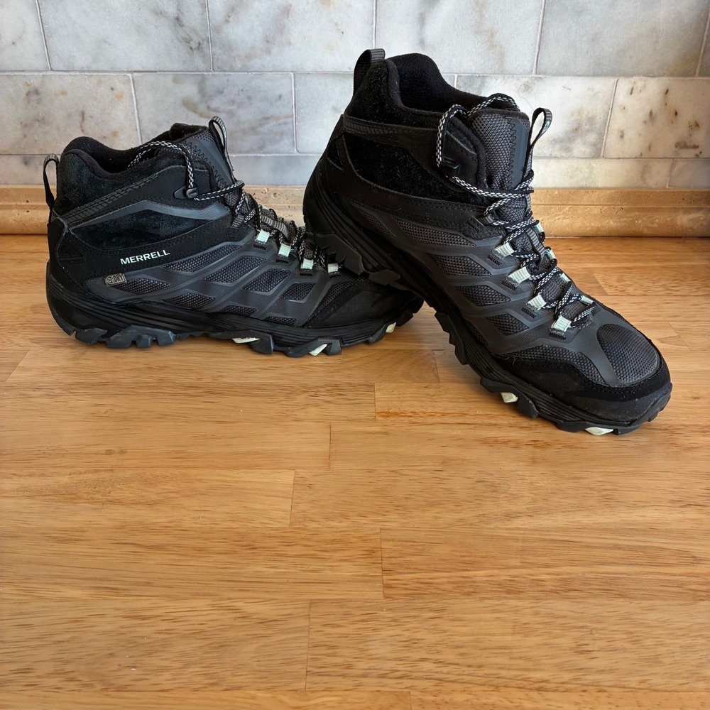 Merrell Granite Hiking Boots Womens 10.5 Black Waterproof Vibram Arctic Grip